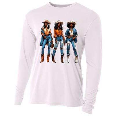 Black Cowgirl Western Rodeo Juneteenth Black History Texas Cooling Performance Long Sleeve Crew