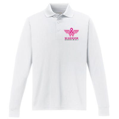 Breast Cancer Warrior Gift For Her Performance Long Sleeve Polo