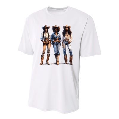 Black Cowgirl Western Rodeo Melanin Black History Juneteenth Youth Performance Sprint T-Shirt