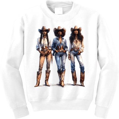 Black Cowgirl Western Rodeo Melanin Black History Juneteenth Kids Sweatshirt