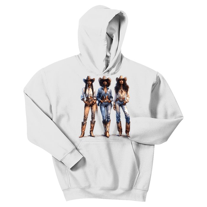 Black Cowgirl Western Rodeo Melanin Black History Juneteenth Kids Hoodie