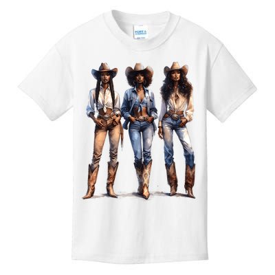 Black Cowgirl Western Rodeo Melanin Black History Juneteenth Kids T-Shirt