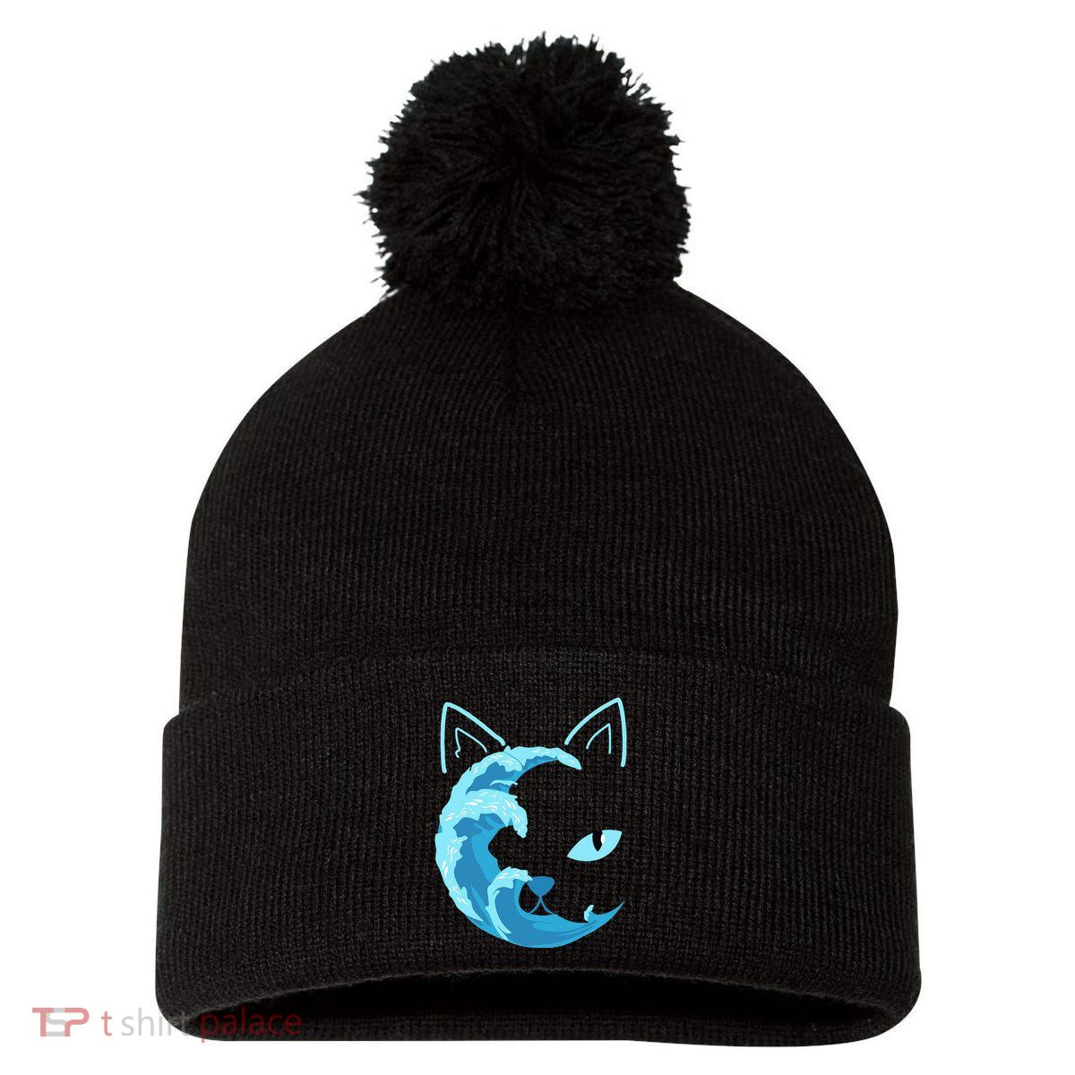 Blue Cats Wave For Kamala Funny Blue Wave Of Cat Ladies Pom Pom 12in Knit Beanie