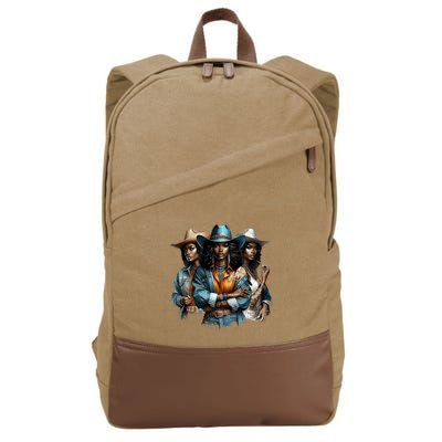 Black Cowgirl Western Rodeo Melanin Black History Juneteenth Gift Cotton Canvas Backpack