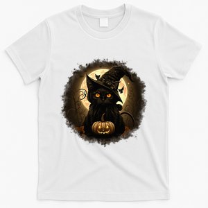 Black Cat Witchy Pumpkin Moon Spooky Halloween T-Shirt