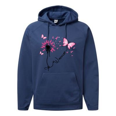 Breast Cancer Warrior Pink Ribbon Gift Performance Fleece Hoodie