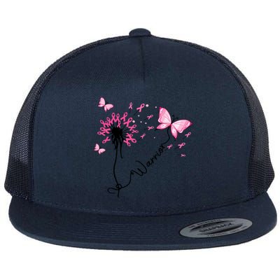 Breast Cancer Warrior Pink Ribbon Gift Flat Bill Trucker Hat