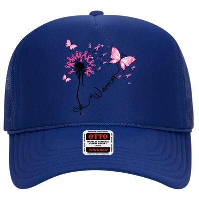 Breast Cancer Warrior Pink Ribbon Gift High Crown Mesh Back Trucker Hat