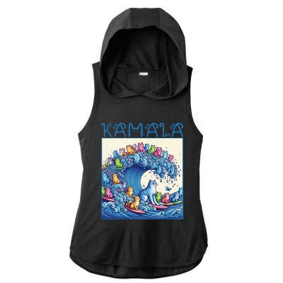 Blue Cats Wave For Kamala Harris 2024 Funny Cat Lady Ladies PosiCharge Tri-Blend Wicking Draft Hoodie Tank