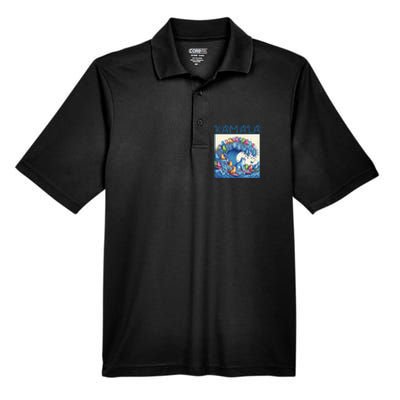 Blue Cats Wave For Kamala Harris 2024 Funny Cat Lady Men's Origin Performance Pique Polo