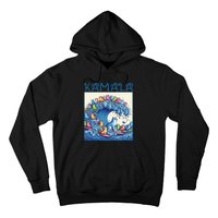 Blue Cats Wave For Kamala Harris 2024 Funny Cat Lady Hoodie