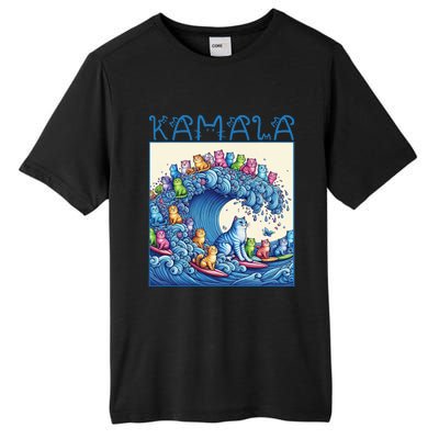 Blue Cats Wave For Kamala Harris 2024 Funny Cat Lady Tall Fusion ChromaSoft Performance T-Shirt