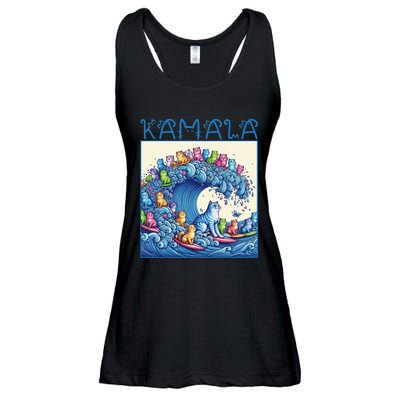 Blue Cats Wave For Kamala Harris 2024 Funny Cat Lady Ladies Essential Flowy Tank