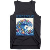 Blue Cats Wave For Kamala Harris 2024 Funny Cat Lady Tank Top