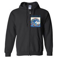 Blue Cats Wave For Kamala Harris 2024 Funny Cat Lady Full Zip Hoodie