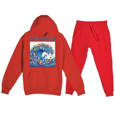 Blue Cats Wave For Kamala Harris 2024 Funny Cat Lady Premium Hooded Sweatsuit Set