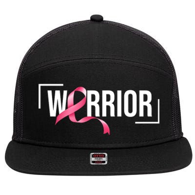 Breast Cancer Warrior Ribbon 7 Panel Mesh Trucker Snapback Hat