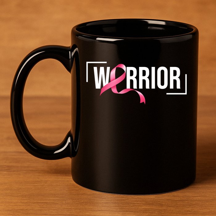 Breast Cancer Warrior Ribbon 11oz C Handle Ceramic Mug