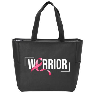 Breast Cancer Warrior Ribbon Zip Tote Bag