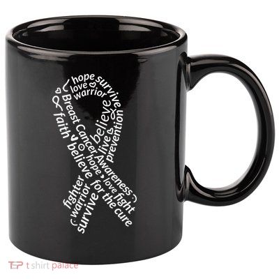 Breast Cancer Warrior Ribbon Awareness 11oz C Handle Ceramic Mug