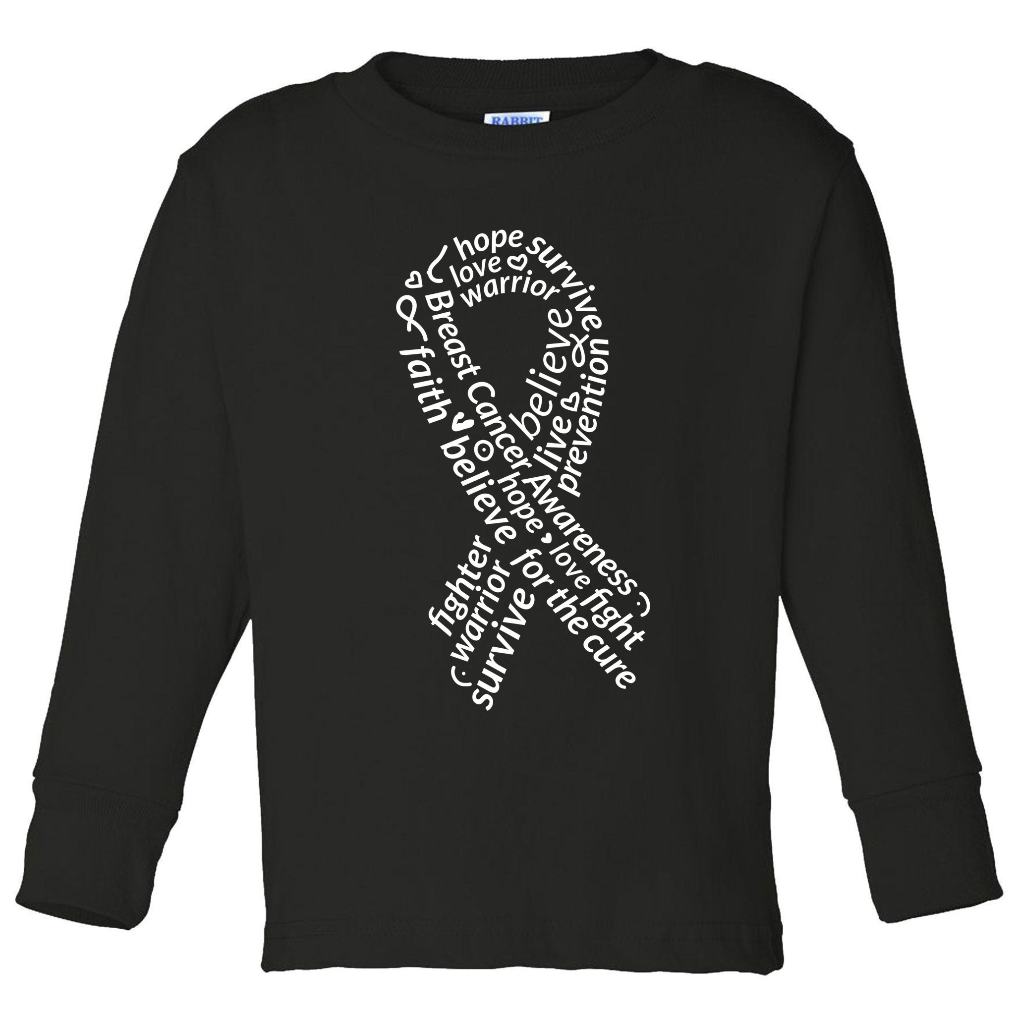 Breast Cancer Warrior Ribbon Awareness Toddler Long Sleeve Shirt