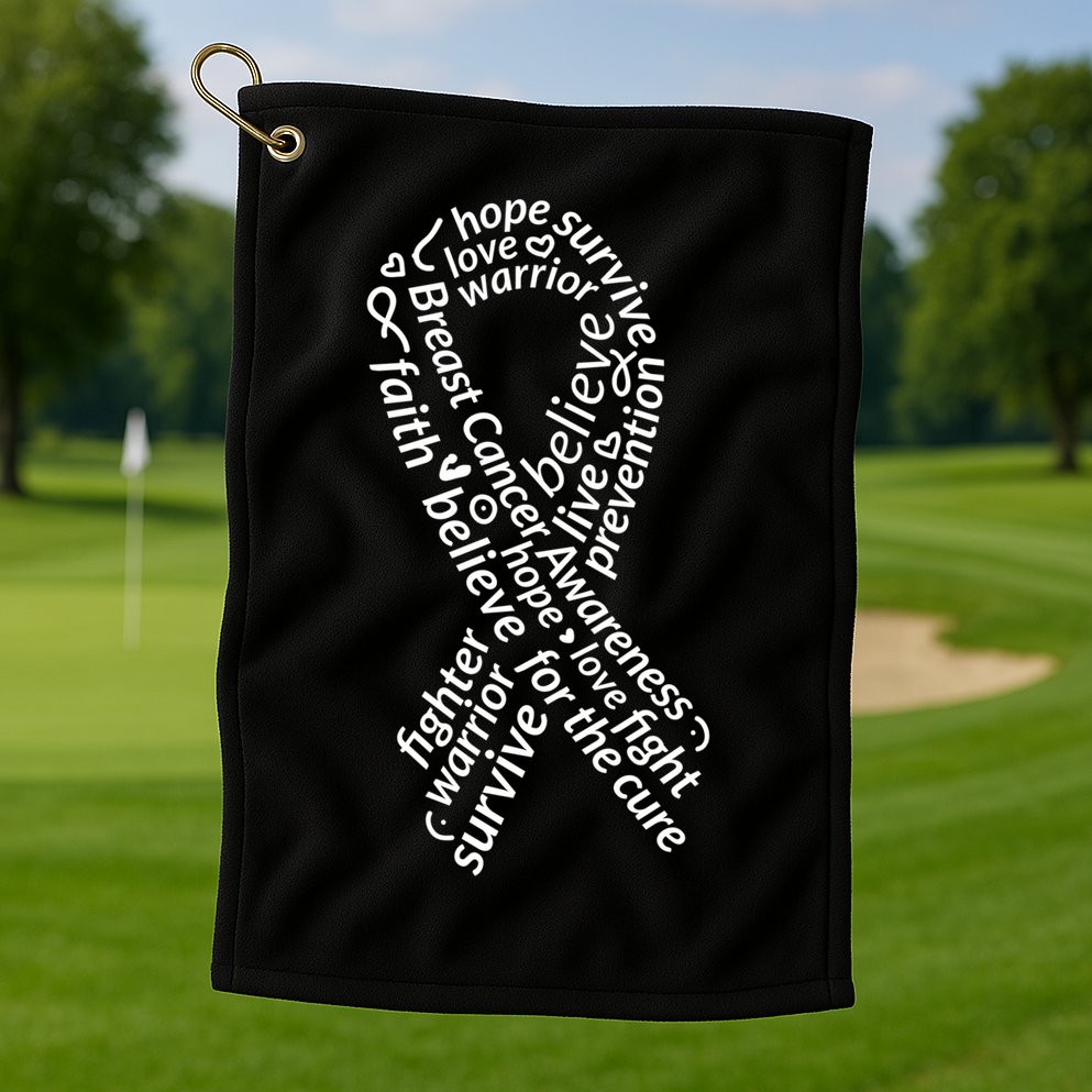 Breast Cancer Warrior Ribbon Awareness Golf Towel