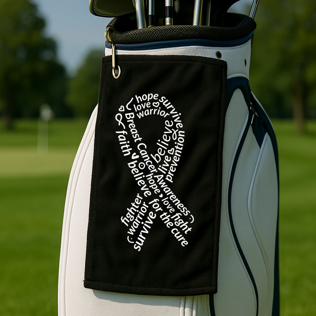 Breast Cancer Warrior Ribbon Awareness Golf Towel