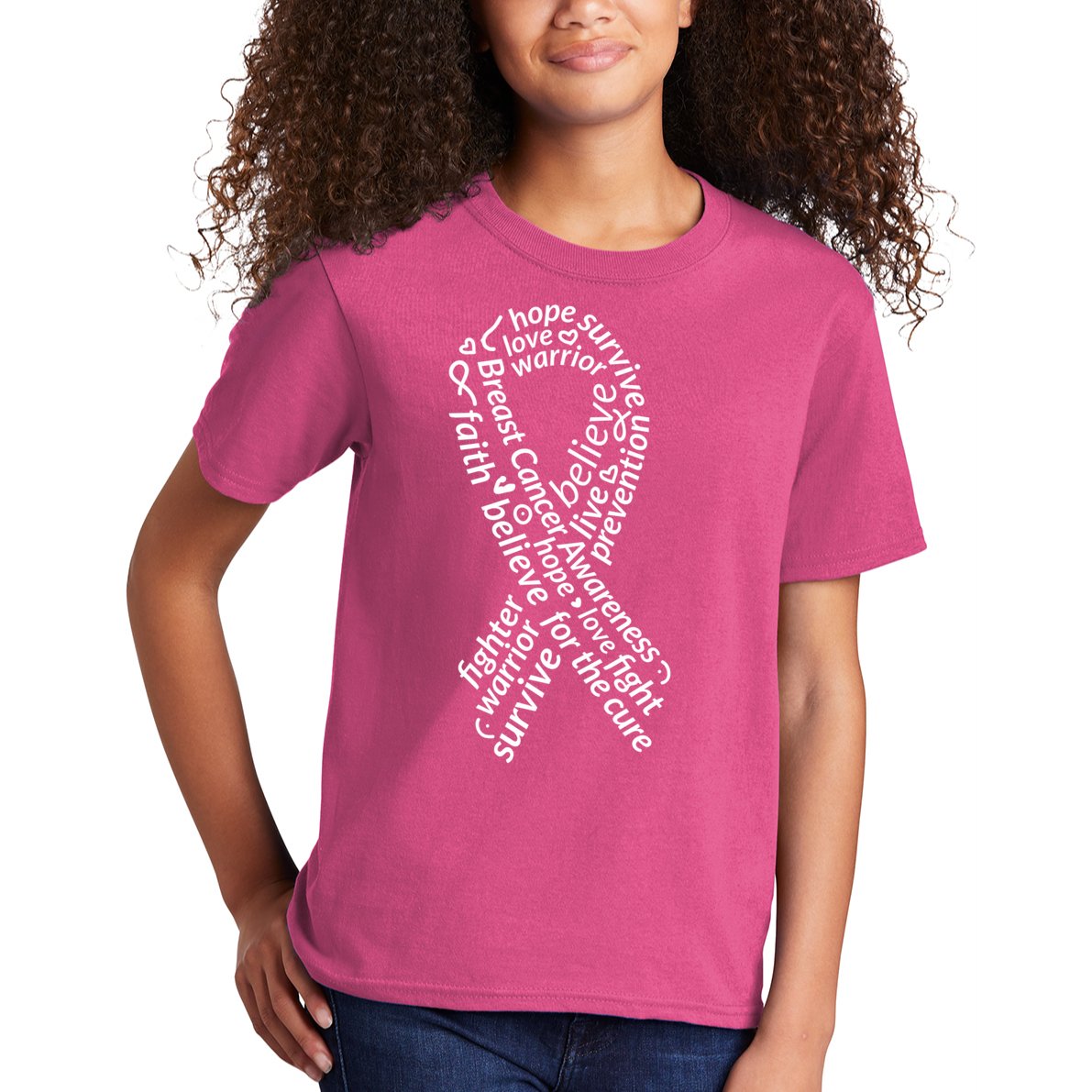Breast Cancer Warrior Ribbon Awareness Kids T-Shirt