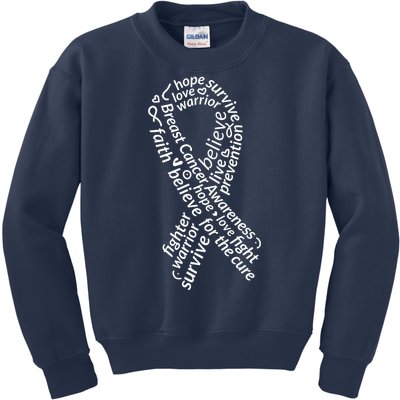 Breast Cancer Warrior Ribbon Awareness Kids Sweatshirt