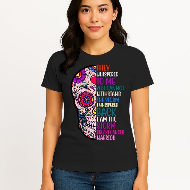 Breast Cancer Warrior I Am The Storm Quote Womens T-Shirt