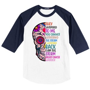 Breast Cancer Warrior I Am The Storm Quote Baseball Sleeve Shirt