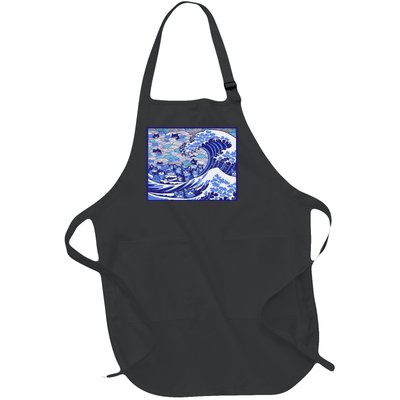 Blue Cats Wave For Kamala Funny Full-Length Apron With Pockets