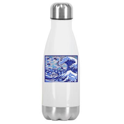 Blue Cats Wave For Kamala Funny Stainless Steel Insulated Water Bottle