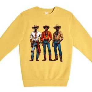 Black Cowboy Western Rodeo Melanin Black History Texas Premium Crewneck Sweatshirt