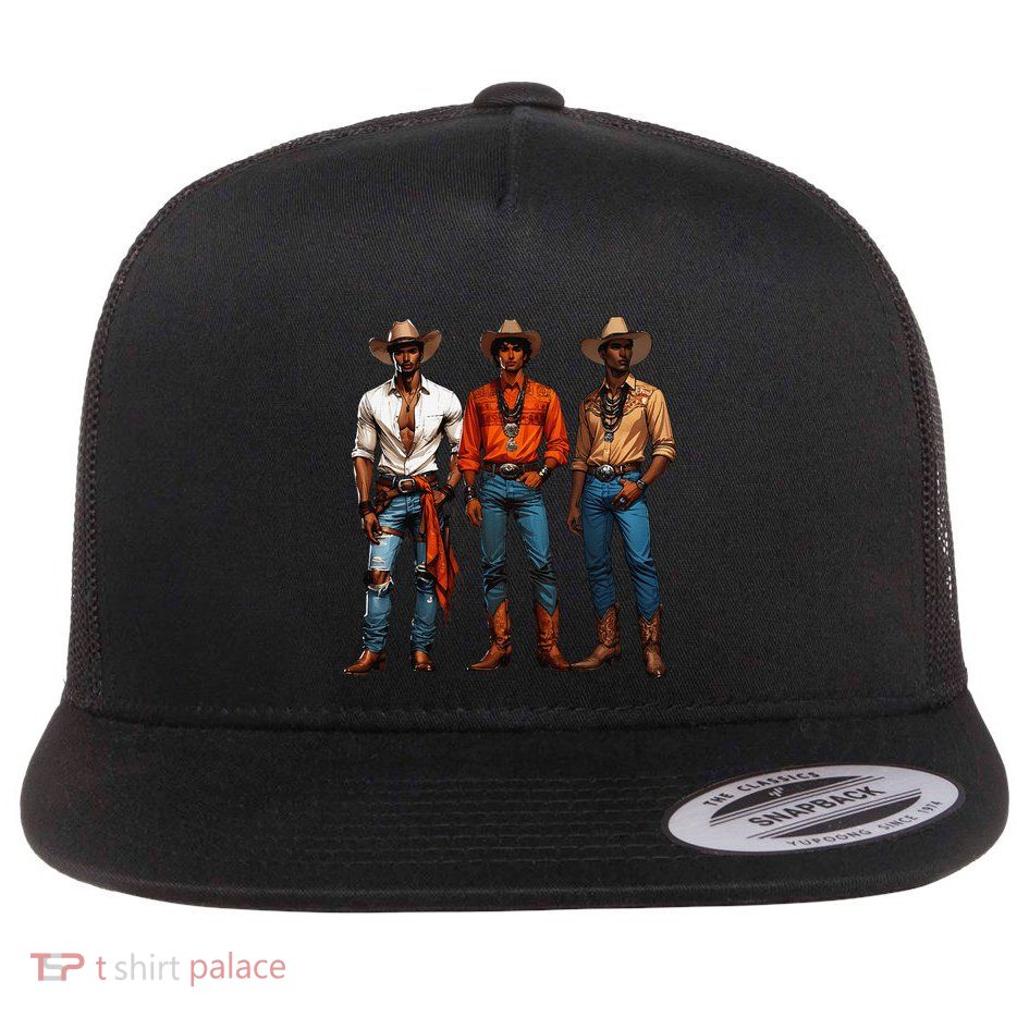 Black Cowboy Western Rodeo Melanin Black History Texas Flat Bill Trucker Hat