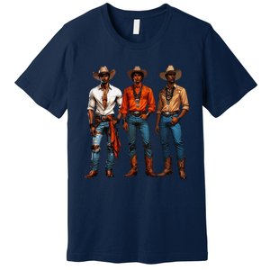 Black Cowboy Western Rodeo Melanin Black History Texas Premium T-Shirt