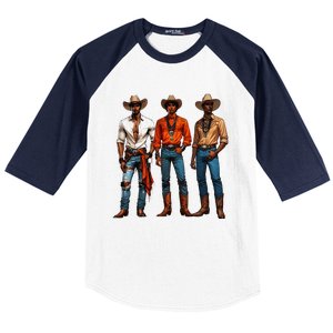 Black Cowboy Western Rodeo Melanin Black History Texas Baseball Sleeve Shirt