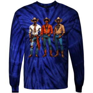 Black Cowboy Western Rodeo Melanin Black History Texas Tie-Dye Long Sleeve Shirt