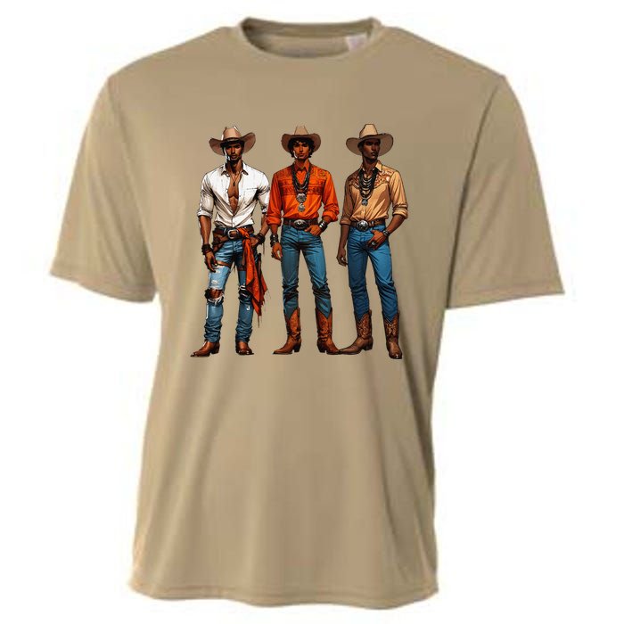 Black Cowboy Western Rodeo Melanin Black History Texas Cooling Performance Crew T-Shirt