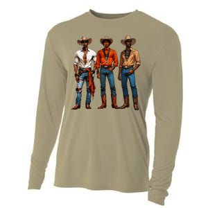 Black Cowboy Western Rodeo Melanin Black History Texas Cooling Performance Long Sleeve Crew