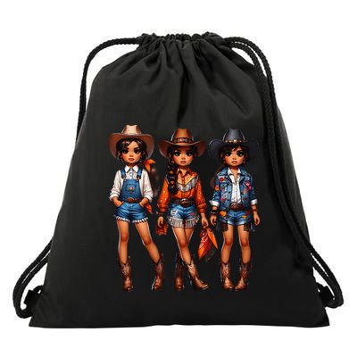 Black Cowgirl Western Rodeo Melanin Black History Texas Drawstring Bag