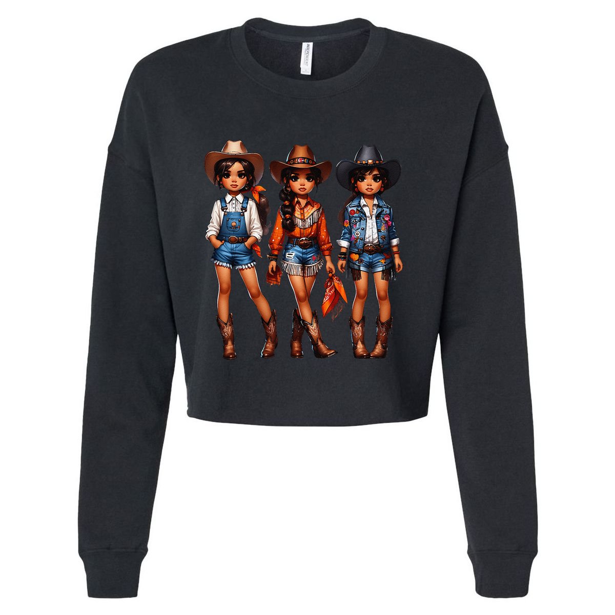 Black Cowgirl Western Rodeo Melanin Black History Texas Cropped Pullover Crew