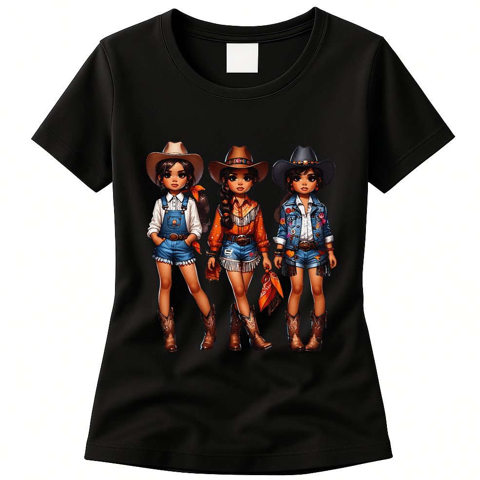 Black Cowgirl Western Rodeo Melanin Black History Texas Womens T-Shirt