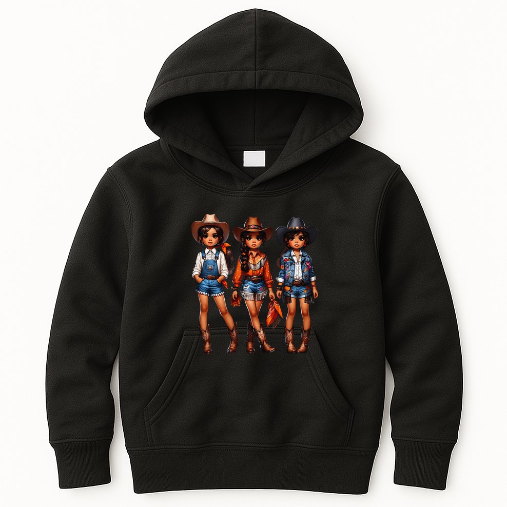 Black Cowgirl Western Rodeo Melanin Black History Texas Kids Hoodie