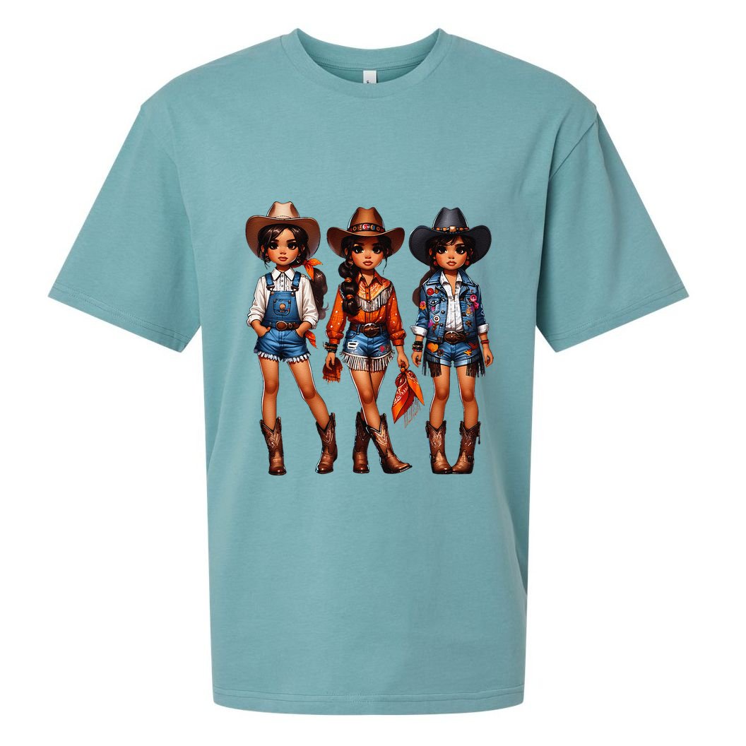 Black Cowgirl Western Rodeo Melanin Black History Texas Sueded Cloud Jersey T-Shirt
