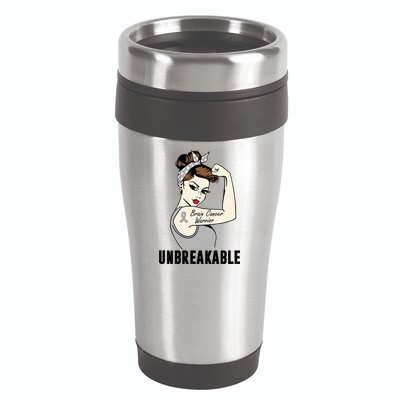 Brain Cancer Warrior Unbreakable Tee Brain Cancer Awareness Gift 16oz Travel Tumbler