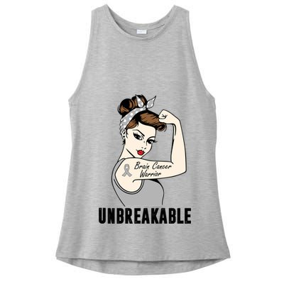 Brain Cancer Warrior Unbreakable Tee Brain Cancer Awareness Gift Ladies PosiCharge Tri-Blend Wicking Tank