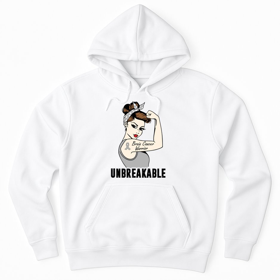 Brain Cancer Warrior Unbreakable Tee Brain Cancer Awareness Gift Hoodie