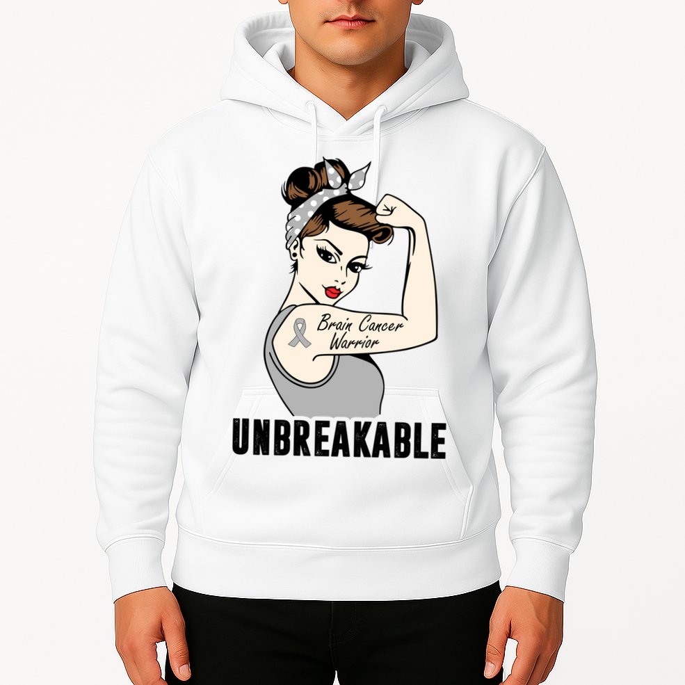 Brain Cancer Warrior Unbreakable Tee Brain Cancer Awareness Gift Hoodie