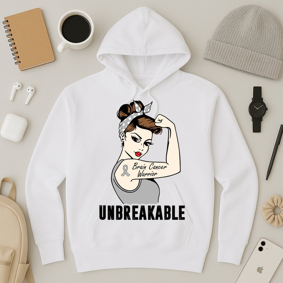Brain Cancer Warrior Unbreakable Tee Brain Cancer Awareness Gift Hoodie